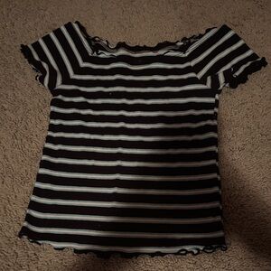 Justice Black and Blue Striped Tee